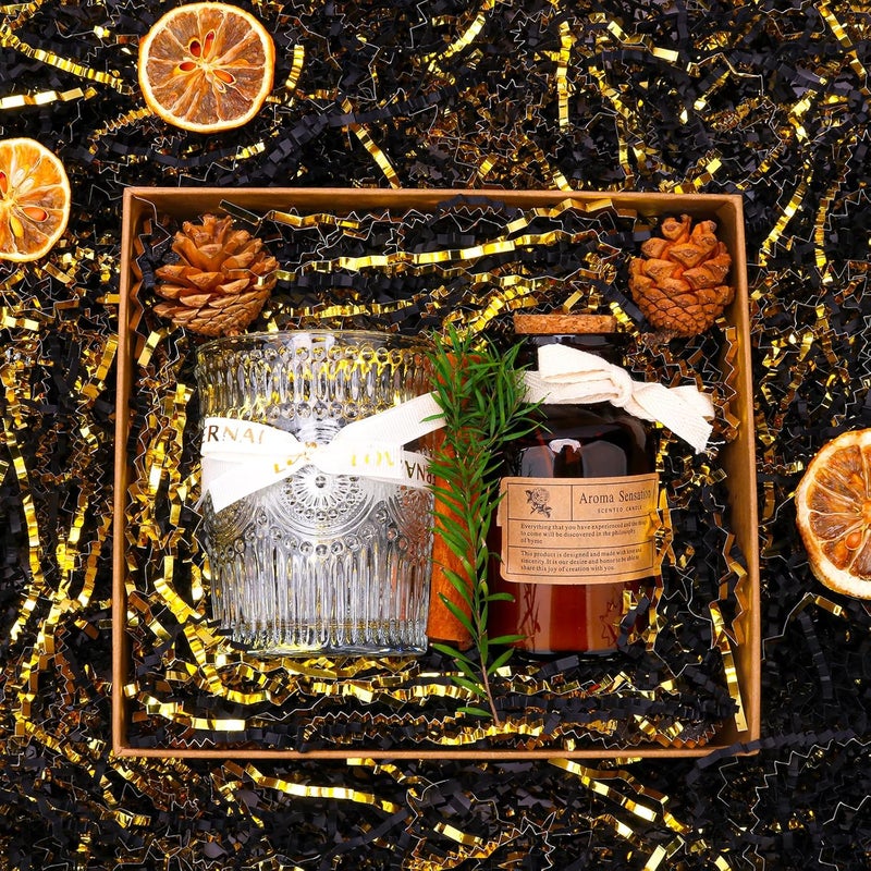 Ottwlli150Gram Black & Gold Color Crinkle cut paper shred Filler Gift Box Filling Easter Grass for Wedding, Birthday, Anniversary,Valentine, Christmas Gift Box Filler - Image 2